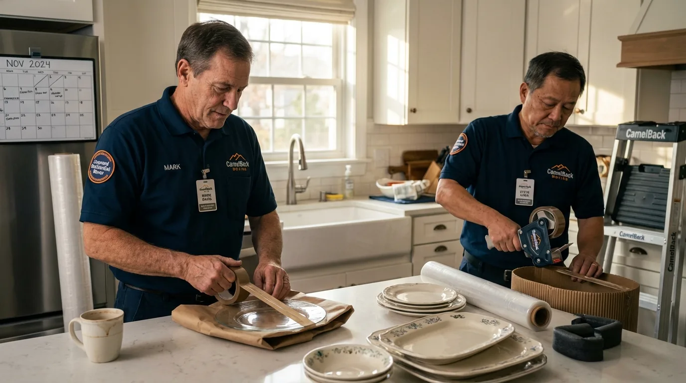Professional crew packing kitchen dishware in Jasper, AR